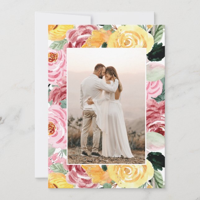 Hochzeit von Foto mit Wasserfarben Save The Date (Vorderseite)