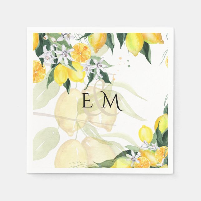 Hochzeit von frisch gelben Zitronen Serviette (Vorderseite)