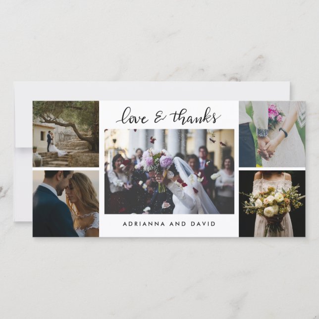 Hochzeit von fünf Fotos für immer Dankbares Drehbu Dankeskarte (Vorderseite)