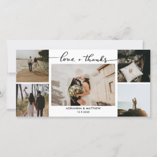 Hochzeit von fünf Fotos Liebe und Dankeschön-Scrip Dankeskarte