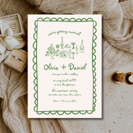Hochzeit von Funky Hand Drawn Green Handwriting Einladung