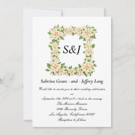 Hochzeit von Gardenia Floral Monogram Einladung