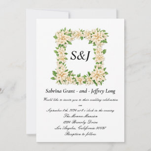 Hochzeit von Gardenia Floral Monogram Einladung