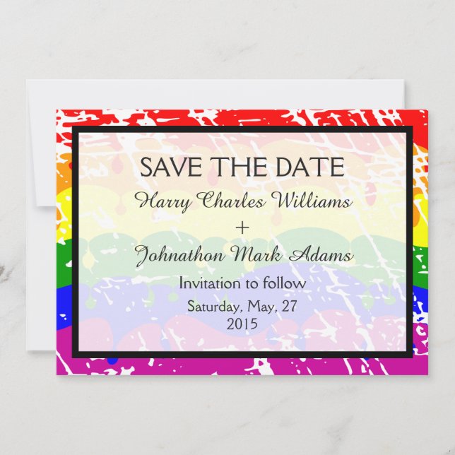 Hochzeit von Gay Rainbow Freedom Flag Sichern das  Save The Date (Vorderseite)