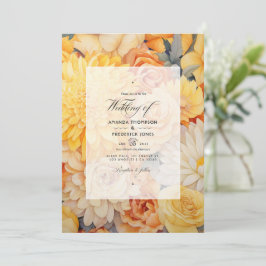 Hochzeit von Gelb, Orange und Elfenbeinflora Einladung