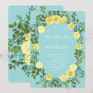 Hochzeit von Gelb und Aqua Vintager Frühling Einladung