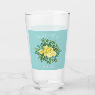 Hochzeit von Gelb und Aqua Vintager Frühling Glas