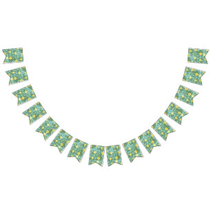 Hochzeit von Gelb und Aqua Vintager Frühling Wimpelkette