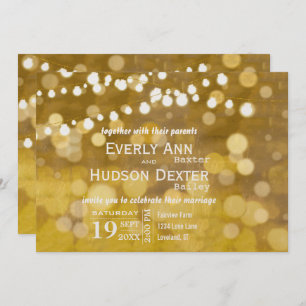 Hochzeit von Gelb und Gold Forest Lights Garland Einladung