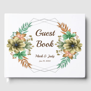 Hochzeit von gelben und orangefarbenen Wasserfarbe Gästebuch