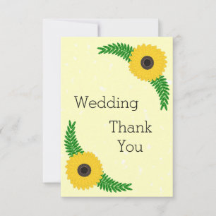Hochzeit von gelbfarbenen Sonnenblumen Dankeskarte