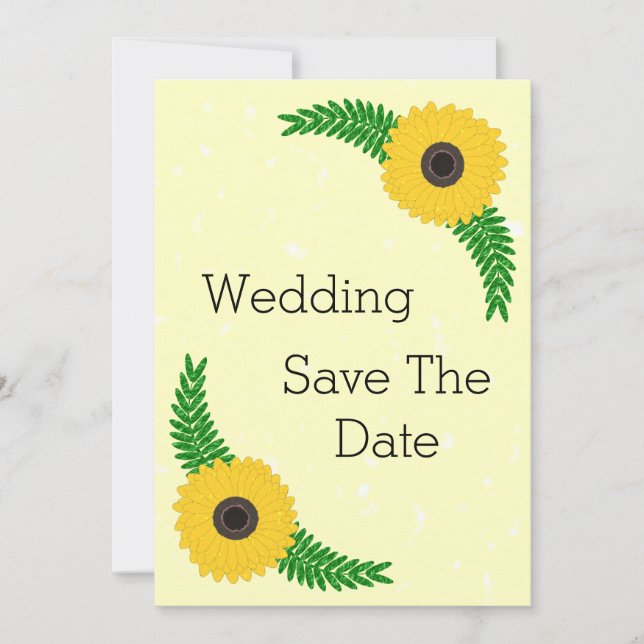 Hochzeit von gelbfarbenen Sonnenblumen Save The Date (Vorderseite)