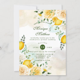 Hochzeit von Gentle Yellow Roses und Lemons Einladung