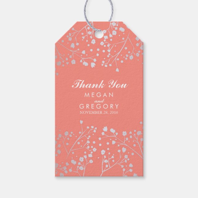 Hochzeit von Gipskraut und Korallenwald Geschenkanhänger (Vorderseite)