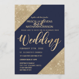 Hochzeit von Glitzer Sequin Gold und Navy Blue Imi Einladung