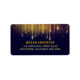 Hochzeit von Glitzer- und Navy-String-Lights Adressaufkleber