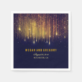 Hochzeit von Glitzer- und Navy-String-Lights Serviette