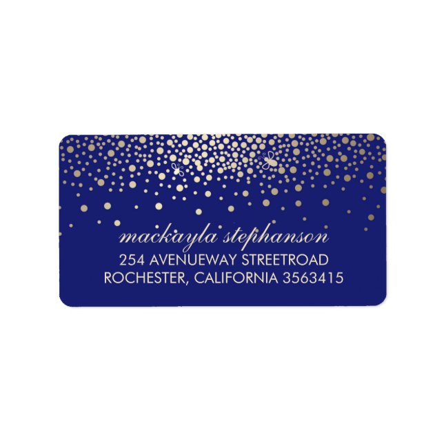 Hochzeit von Gold Confetti und Fireflies Adressaufkleber (Vorne)