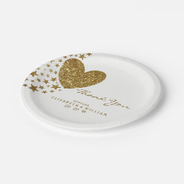 Hochzeit von Gold Glitzer Heart and Stars Pappteller