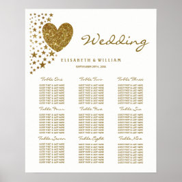 Hochzeit von Gold Glitzer Heart and Stars Poster