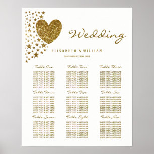 Hochzeit von Gold Glitzer Heart and Stars Poster