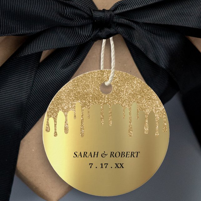 Hochzeit von Gold Glitzer Tropfen Geschenkanhänger (Gold Glitter Drip Wedding Favor Tags
)