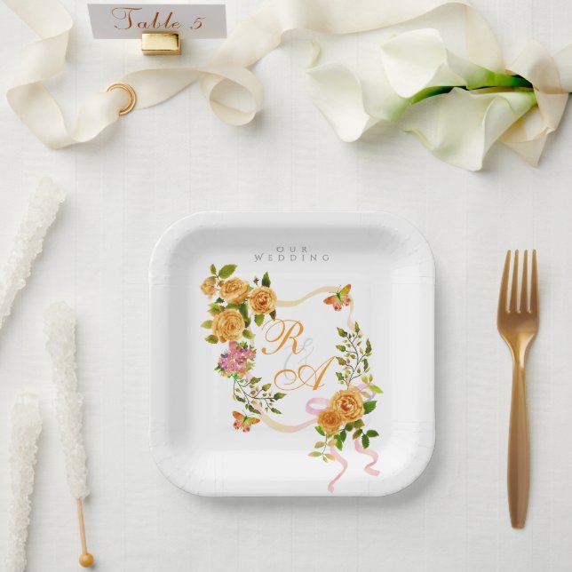 Hochzeit von Gold Rose Pappteller (Hochzeit)