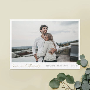 Hochzeit von Gold-Script-Fotos Dankeskarte