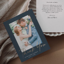 Hochzeit von Gold-Script-Fotos Dankeskarte