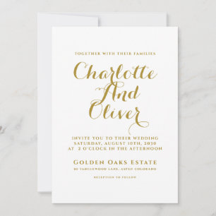 Hochzeit von Gold Script Typografy Einladung