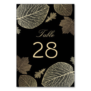 Hochzeit von Gold- und Black-Herbstlauben Tischnummer