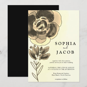 Hochzeit von Gold und Black Watercolor Einladung