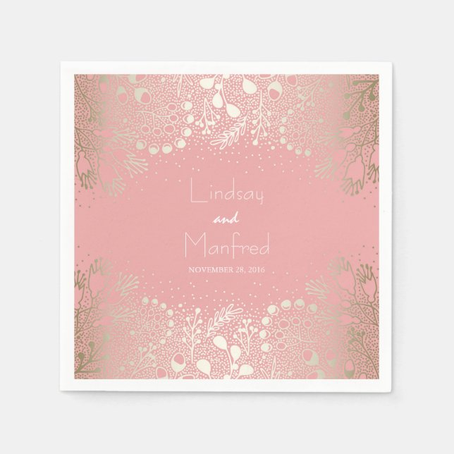 Hochzeit von Gold und Rosa Serviette (Vorderseite)