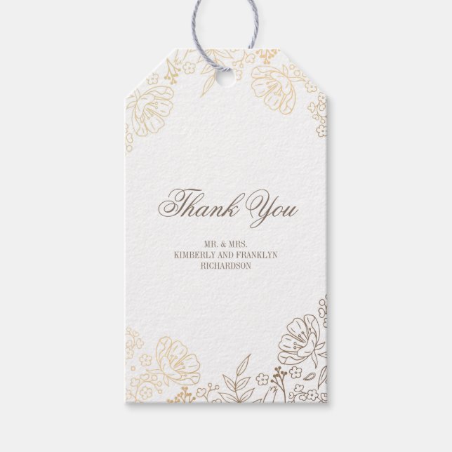 Hochzeit von Gold und Weiß Geschenkanhänger (Vorderseite)