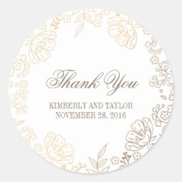 Hochzeit von Gold und Weiß Vintage Vielen Dank Runder Aufkleber