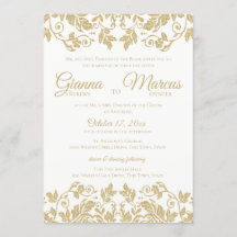Hochzeit von Gold und White Damask