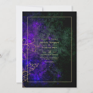 Hochzeit von Gold Vintag Damask Einladung