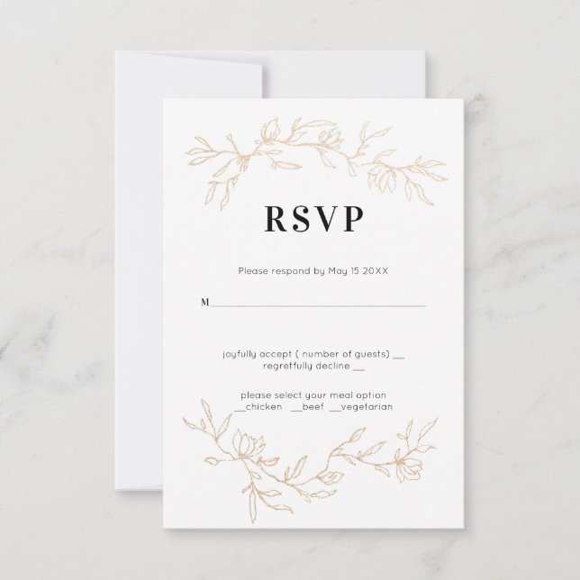 Hochzeit von Golden Branches RSVP Karte (Vorderseite)