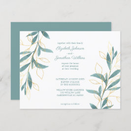 Hochzeit von Golden Green Floral Einladung