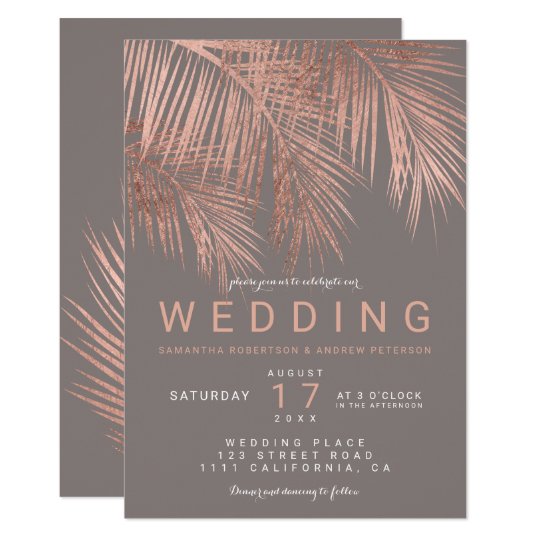 Einladungskarten Hochzeit Mit Palmen Und Gold ...