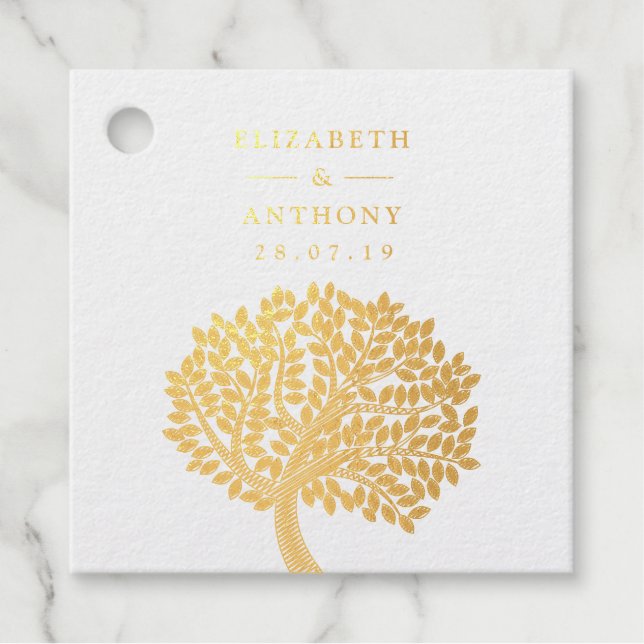 Hochzeit von Goldwasserbaum Geschenkanhänger (Vorderseite)