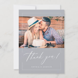 Hochzeit von grauem, modernem Foto Dankeskarte