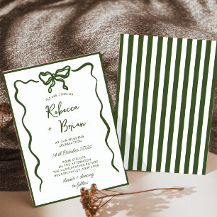 Hochzeit von "Green Hand Drawn Bow Ribbon" Einladung