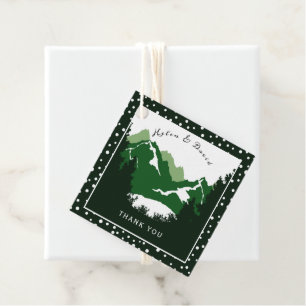 Hochzeit von grünen und weißen Bergen und Polka-Pu Geschenkanhänger
