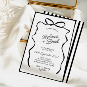 Hochzeit von Hand Drawn Bow Ribbon Sketch Einladung
