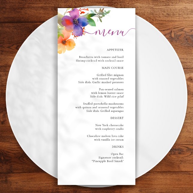 Hochzeit von hellen Wasserfarben Menükarte (Von Creator hochgeladen)
