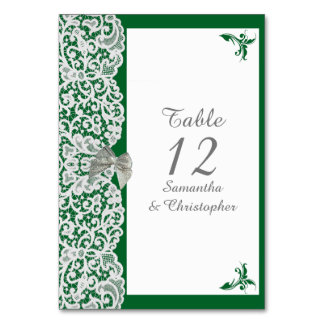 Hochzeit von hellgrünen und weißen Damaskus Tischnummer