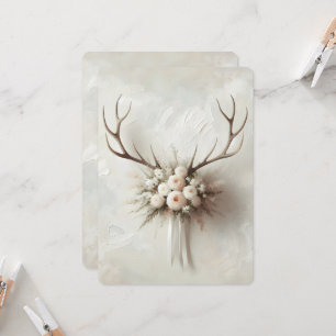 Hochzeit von Hirschantlern mit Bridal Bouquet Einladung