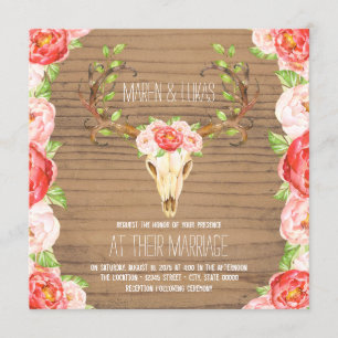 Hochzeit von Hirschgewächsen mit rustikalem Holz Einladung