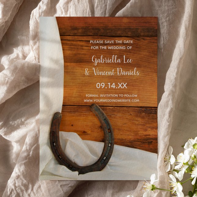 Hochzeit von Horseshoe und Satin-Western speichern Save The Date (Von Creator hochgeladen)